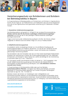 Infoblatt zum Versicherungsschutz von Schülerinnen und Schülern bei Betriebspraktika in Bayern