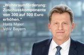 Wohnraumförderung: VdW Bayern fordert Erhöhung der Zuschusskomponente