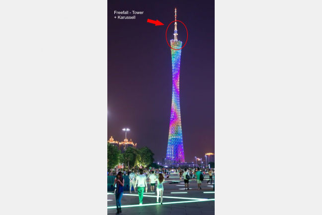 Platz 2: Canton Tower in China - der höchste Turm von China und der höchste Freefall Tower der Welt (604 Meter) Platz 2: Canton Tower in China - der höchste Turm von China und der höchste Freefall Tower der Welt (604 Meter)