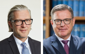 Jörg Thiele, Präsident des Verbands Beratender Ingenieure VBI und Dieter Babiel, Hauptgeschäftsführer des Hauptverbands der Deutschen Bauindustrie