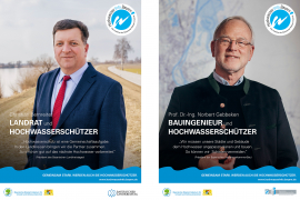 Christian Bernreiter und Prof. Dr. Norbert Gebbeken bei der Kampagne „… und Hochwasserschützer"