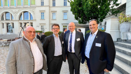 Dr.-Ing. Ulrich Scholz, Dr. Werner Weigl, Heinrich Bökamp und Alexander Lyssoudis beim Politischen Abend der Bundesingenieurkammer.