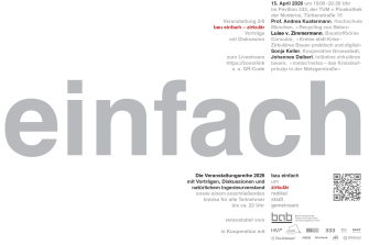 Vortrag "bau einfach - zirkulär" - 15.04.2026 - Pavillon 333 / TUM und Online - Kostenfrei!