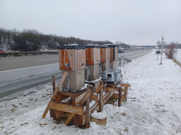 Erste Verkehrszeichenbrücke aus Holz in Deutschland. Foto: Dr. Sebastian Hirschmüller / TH Rosenheim