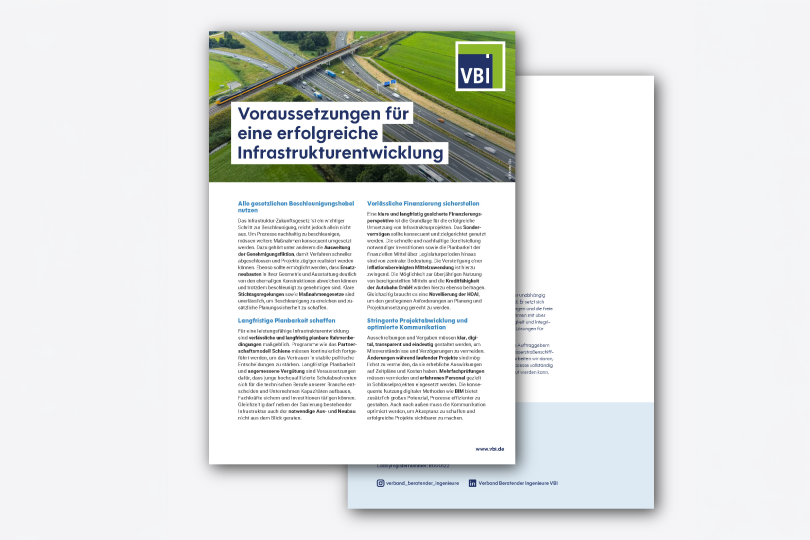 Neues VBI-Positionspapier: Voraussetzungen für eine erfolgreiche Infrastrukturentwicklung
