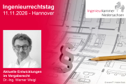 Ingenieurrechtstag 2026 der Ingenieurkammer Niedersachsen - 11.11.2026 - Hannover