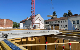 Für den Neubau in Holz-Beton-Hybridbauweise erweist sich die DX-Therm-Decke mit einem Gewicht von nur 325 kg/m² als sehr vorteilhaft.