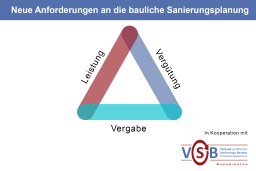 Neue Anforderungen an die bauliche Sanierungsplanung – Leistung / Vergütung / Vergabe, 03.05.2023, 09:00 - 16:30 Uhr, München
